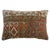Bolster size pillow made from a tribal Persian rug in brick and silver dominant accents. 12'' x 20'