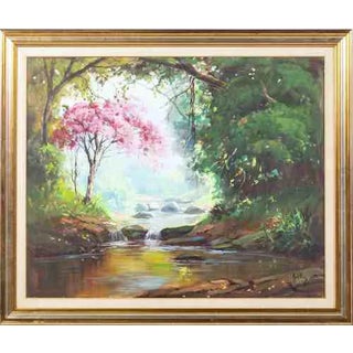 Landscape with River, Oil on Canvas For Sale