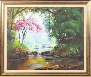 Landscape with River, Oil on Canvas