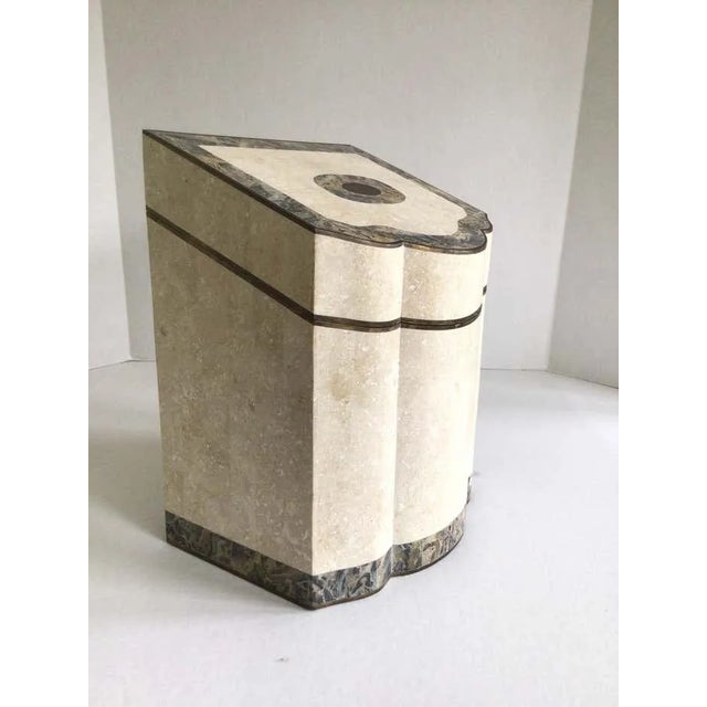 1980s Tesellated Stone and Brass Inlayed Tall Box For Sale - Image 4 of 10
