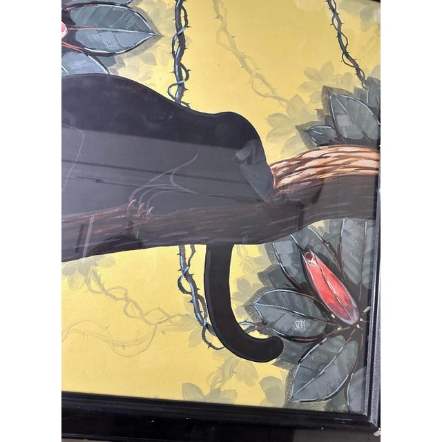 Billy Seay Black Panther Tropical Painting in Black Frame For Sale - Image 4 of 11