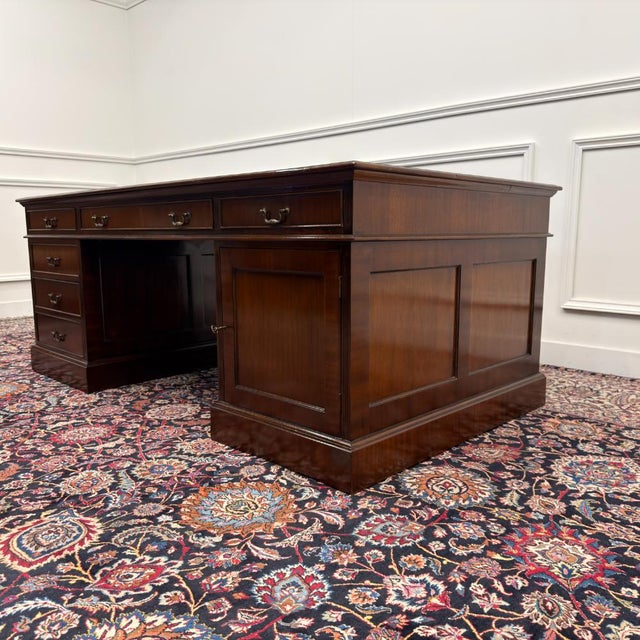 Large English Classic Partner Desk For Sale - Image 6 of 18