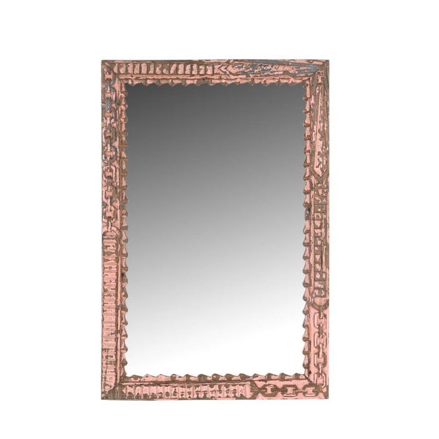Indian Vintage Indian Carved and Painted Teakwood Mirror For Sale - Image 3 of 4