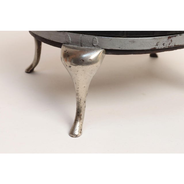 Art Deco Black Leather Footstool With Cabriole Cast Metal Legs For Sale In New York - Image 6 of 16