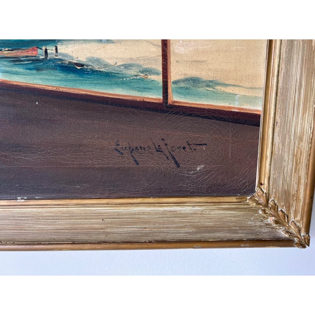 1920s Vintage Still Life Window View Oil Painting, Signed For Sale - Image 5 of 13