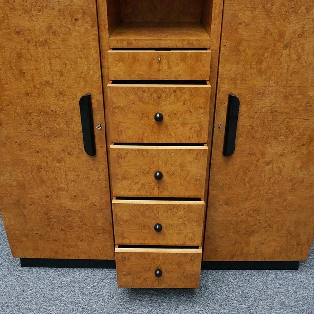 Art Deco Wardrobe or Dressing Cabinet in Burr Elm, 1930s For Sale - Image 13 of 15