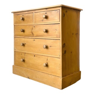 Antique English Pine Chest of Drawers With Block Plinth Base For Sale
