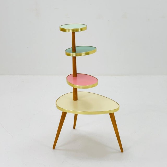 Big german plant stand, colorful vintage mid-century minimalist indoor plant stand side table retro flower table it...