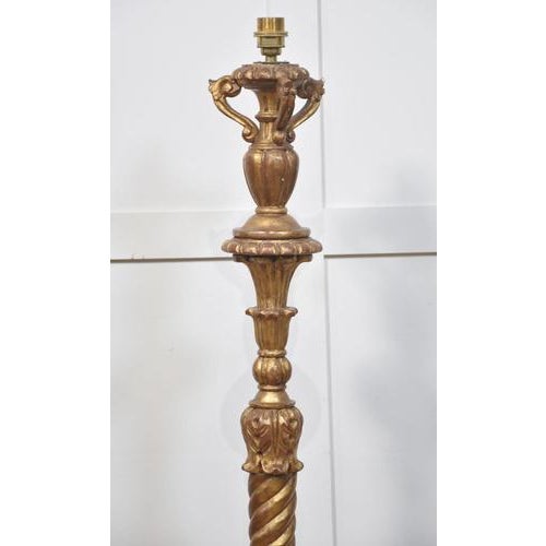 1920s Carved Gilt Wood Standard Lamp, 1920s For Sale - Image 5 of 8