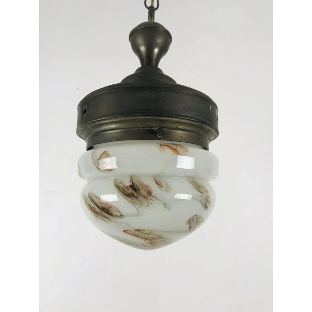 Antique Marble Glass Ceiling Lamp, 1920s For Sale - Image 9 of 17