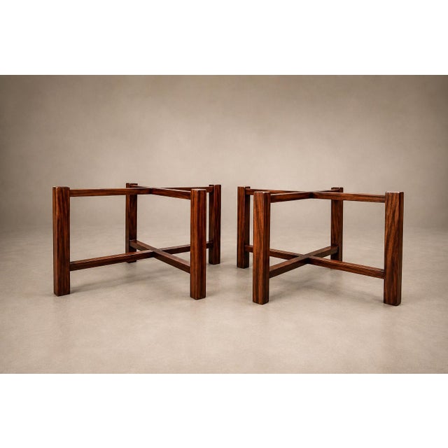 Pair of Brazilian Modern Side Tables in Rosewood and Pink Granite, Brazil, 1960s For Sale - Image 10 of 18