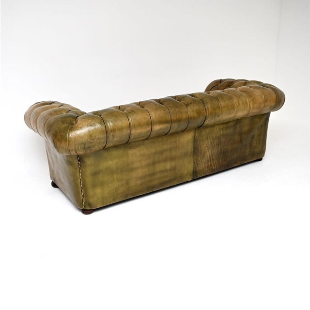1930s Antique Deep-Buttoned Leather Chesterfield Sofa, 1930s For Sale - Image 5 of 14