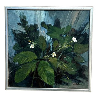 M. Jakobsson, White Blossoms, 1950s, Oil Painting on Canvas, Framed For Sale