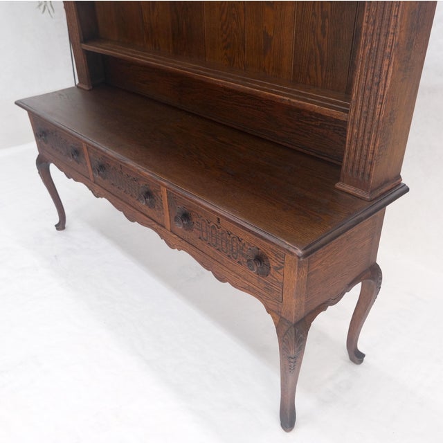 Fine Solid Carved Oak 3 Dove Tail Drawer Server Cupboard Credenza Sideboard MINT For Sale - Image 16 of 18