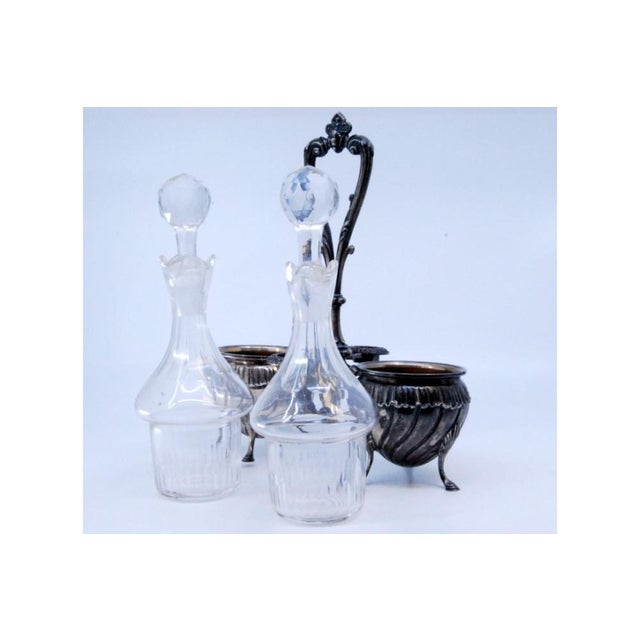 Cut Glass Silver Cruet, Set of 3 For Sale - Image 5 of 11