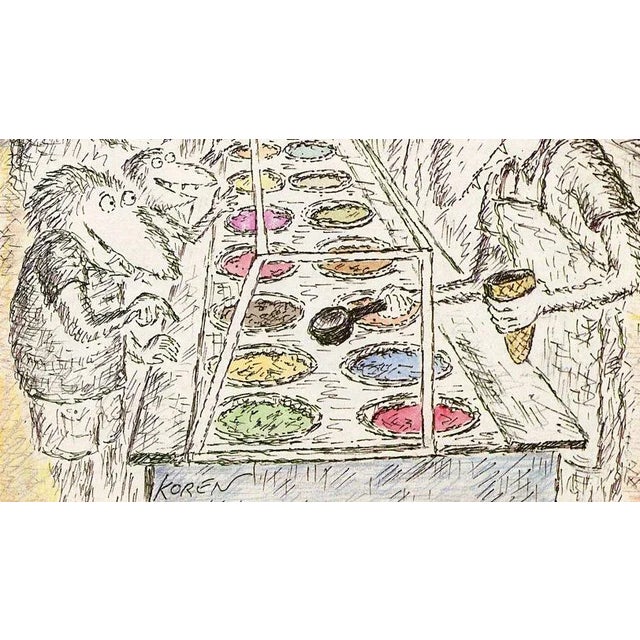 Original vintage New Yorker magazine cover dated July 22, 1985 featuring a Ice Cream theme. Based on an illustration by Ed...