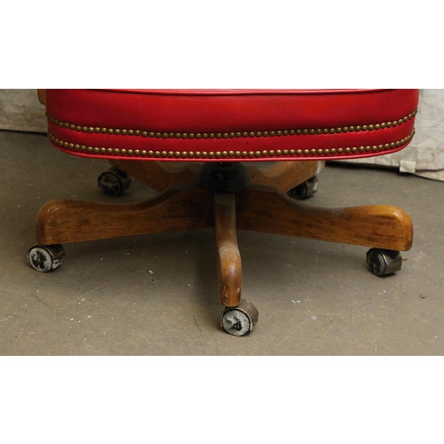 Mid 20th Century Fairfield Red Rolling Chair For Sale - Image 6 of 11