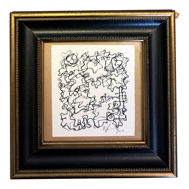 1980's Original Abstract Pen and Ink Drawing by Wayne Cunningham For Sale