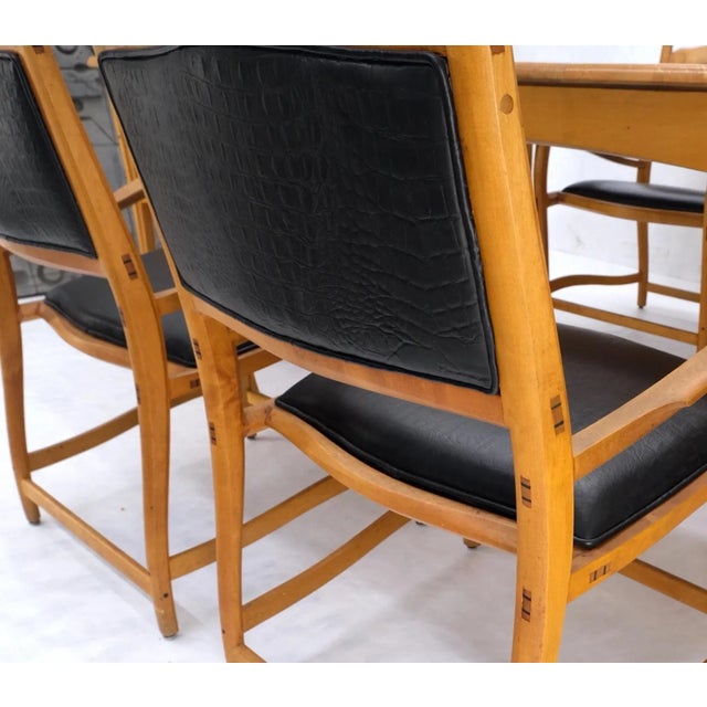 Solid curly or birds eye maple table 6 chairs bench hand made jointly studio dining set mint! Very comfortables seats!...