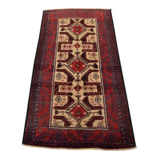 Baloch Rug 2’11” X 5’5” Brown Wool Vintage Tribal Hand-Knotted Oriental Carpet For Sale