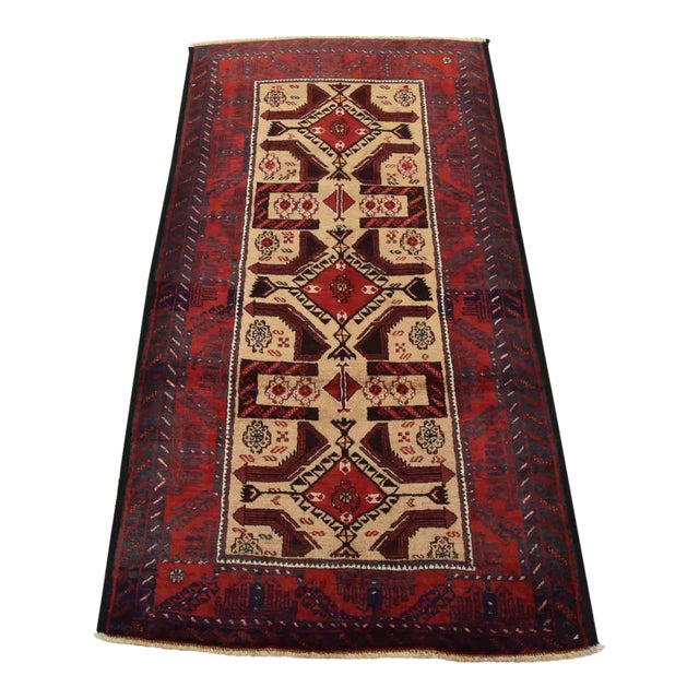 Baloch Rug 2’11” X 5’5” Brown Wool Vintage Tribal Hand-Knotted Oriental Carpet For Sale