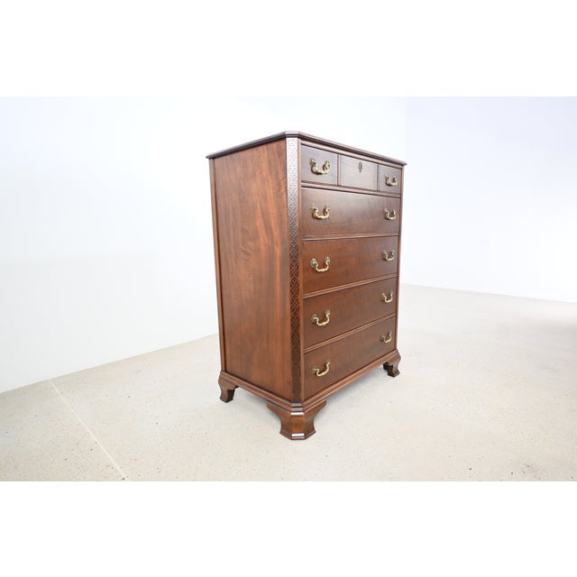 Traditional Kindel Georgian Mahogany Highboy Chest of Drawers | Newly Refinished For Sale - Image 3 of 14