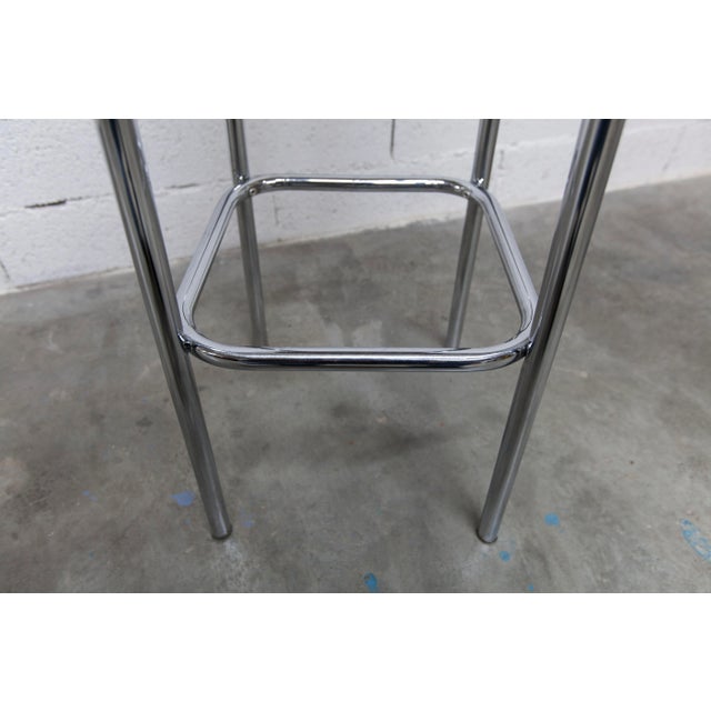 Black Vintage Chrome and Black Leatherette Stool, 1960s For Sale - Image 8 of 10