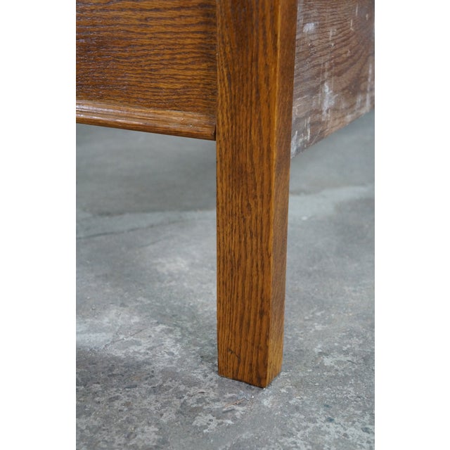 Antique 19th C. American Victorian Carved Golden Oak Paneled High Back Bed Frame For Sale - Image 4 of 18