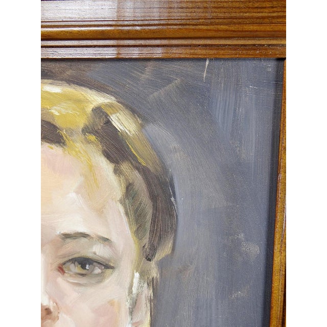 Portrait of Woman in Green, Oil on Canvas, 1980s, Framed For Sale - Image 12 of 16