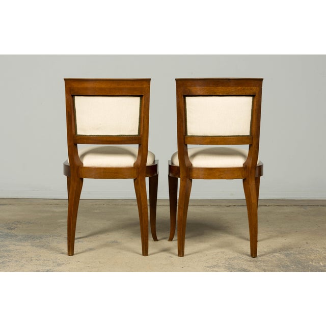 Set of 6 French Art Deco Walnut Dining Chairs in Ivory Ribbed Upholstery, 1930s For Sale - Image 18 of 18