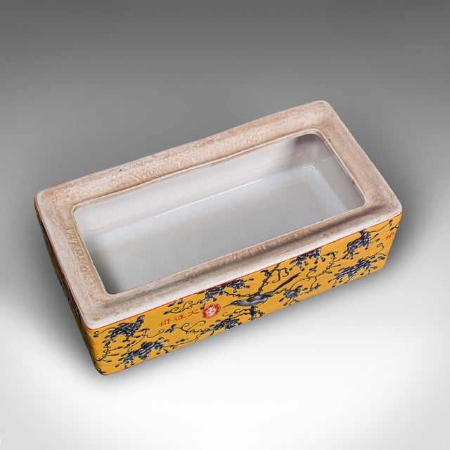 Saffron Vintage Celebration Dish, Chinese Ceramic Lidded Box, Famile Jaune Decor, C.1980 For Sale - Image 8 of 12