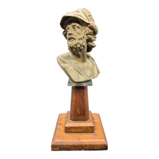 Antique "Grand Tour" Spelter Bust: Spartan King Menelaus For Sale