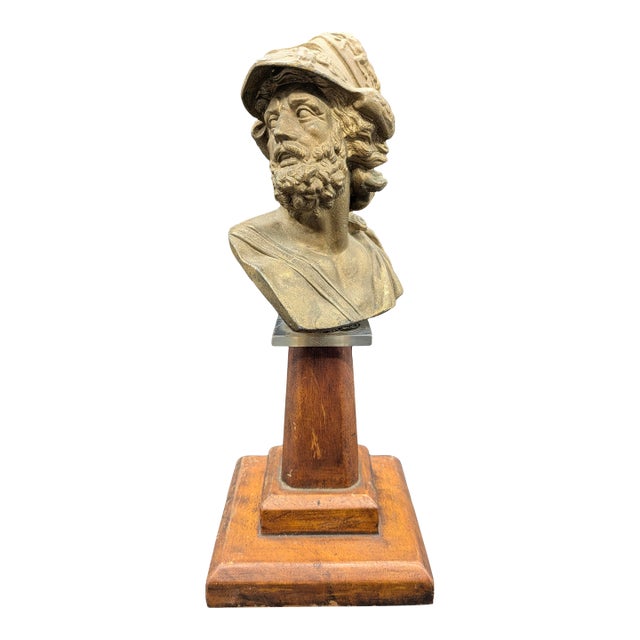 Antique "Grand Tour" Spelter Bust: Spartan King Menelaus For Sale