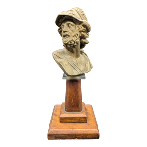 Antique "Grand Tour" Spelter Bust: Spartan King Menelaus