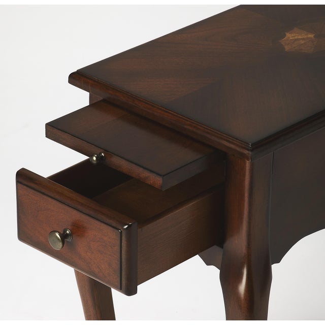 Spritely Home Accent Furniture Croydon 11.5 in. W Rectangular Wood 1 Drawer Side Table with Pull-Out Tray, Cherry For Sale - Image 4 of 6
