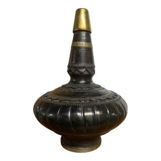 Early 20th Century Etched Terra Cotta Rose Water Vessel For Sale