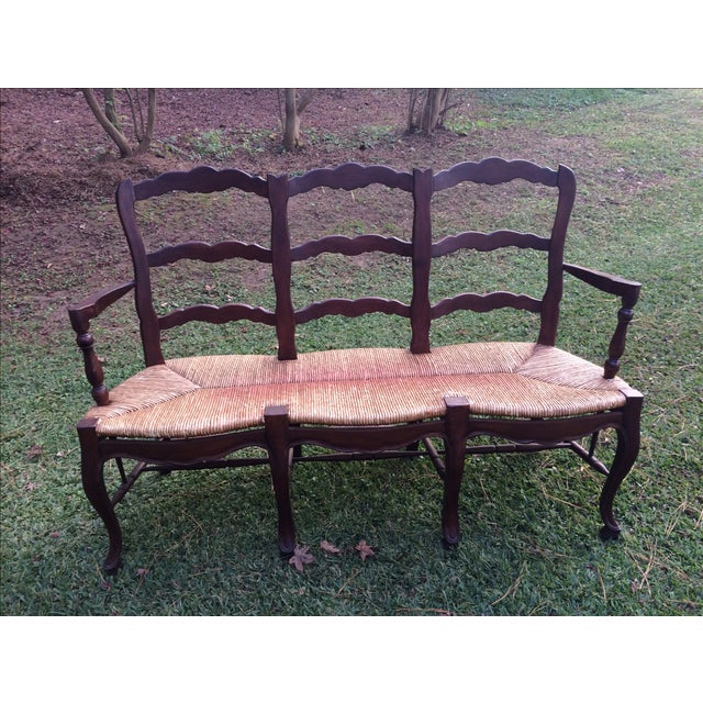 French Country Wicker Bench | Chairish