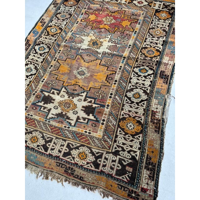 1920s Antique Caucasian Chi-Chi or Kuba with Outrageous Color Palette & Workmanship Rug 3.6 x 4.6 For Sale - Image 5 of 7