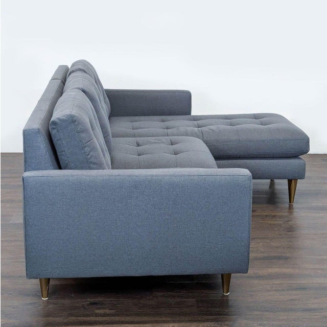 Crate & Barrel Crate & Barrel Petrie Modern Gray Sectional Sofa With Chaise For Sale - Image 4 of 9