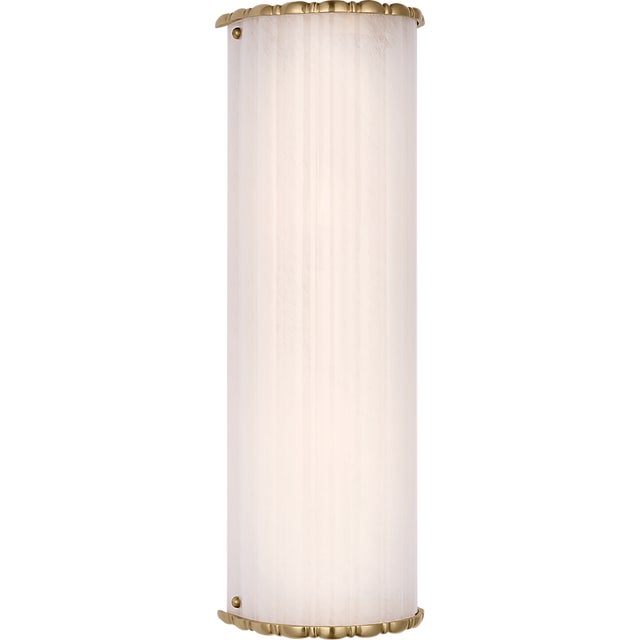 Modern AERIN for Visual Comfort Signature Rosehill 20" Linear Sconce in Hand-Rubbed Antique Brass with White Strie Glass For Sale - Image 3 of 10