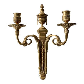 Vintage Brass Neoclassical Style Candle Sconce For Sale