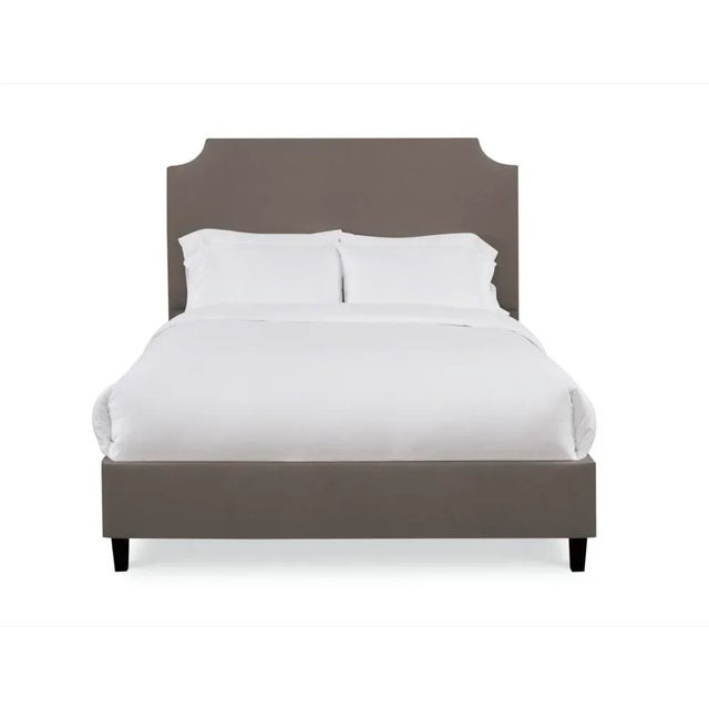 Casa Cosima Reagan Queen Bedframe, Mushroom Velvet For Sale - Image 4 of 4