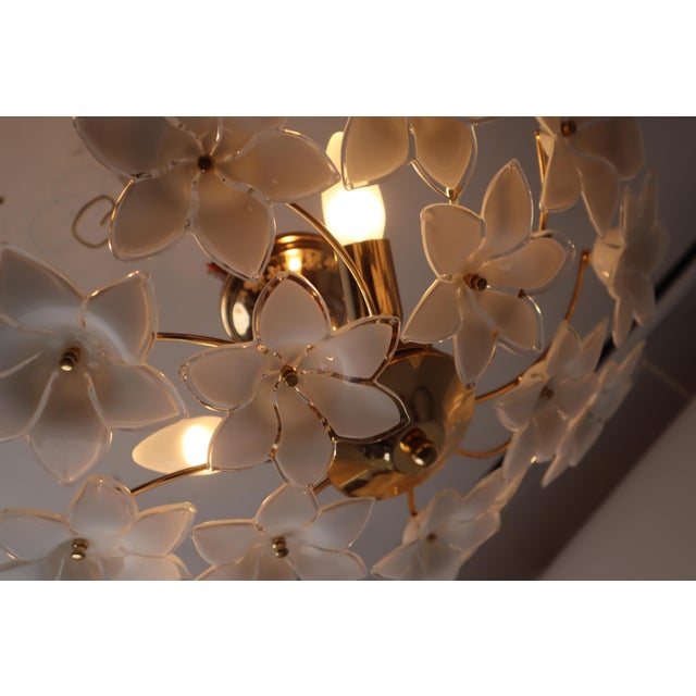 Austrian White Murano Flowered Glass Hanging Lamp, 1990s For Sale - Image 11 of 18