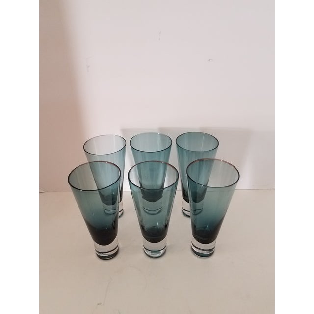 Set of 6 beautiful and rare Kenneth Cole Reaction Ludlow crystal blue highball glasses. The color goes from light blue to...