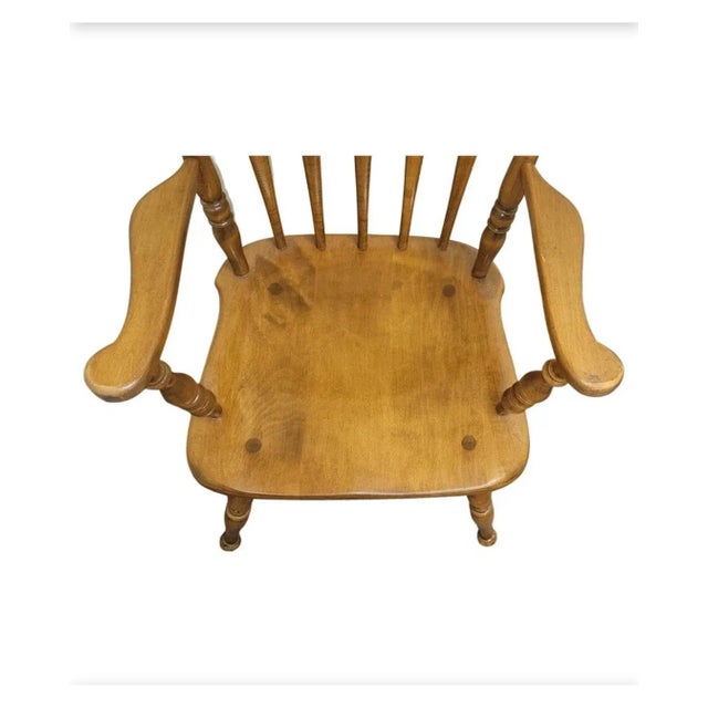 Mid-Century Modern Set of 4 Ethan Allen Vintage Maple High Back Windsor Dining Armchairs For Sale - Image 3 of 9