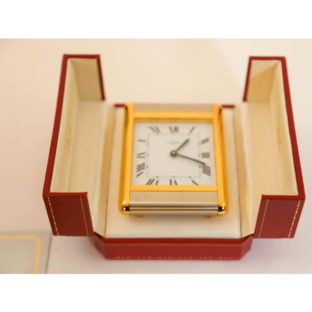 Cartier Tank Desk Clock Two-Tone Gold and Steel For Sale - Image 10 of 14