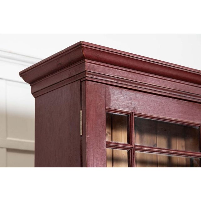 Brown Large Antique English Pine Glazed Bookcase, 1890 For Sale - Image 8 of 17