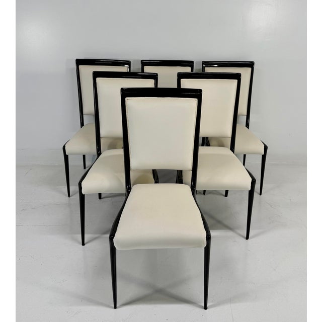 Elegant set of six Italian chairs from the 1950s, attributed to Vittorio Dassi, a refined expression of mid-century...