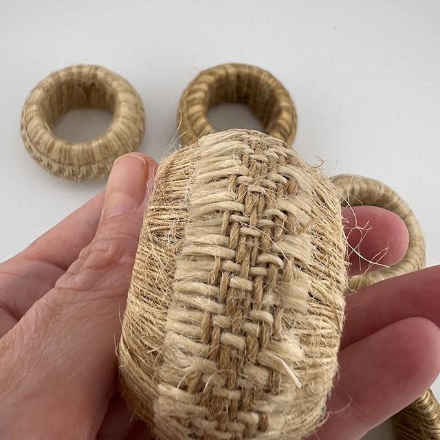 Textile Set of 8 Handwoven Jute Napkin Rings – Natural Textured Tabletop Accents, Late 20th Century For Sale - Image 7 of 8