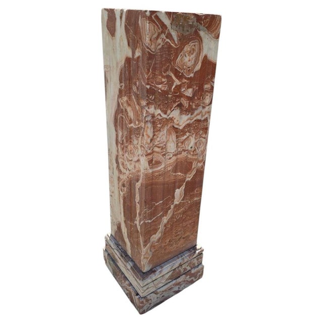 Veined Red Marble Pedestal, Early 20th Century For Sale - Image 9 of 9
